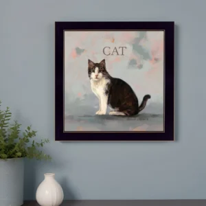Clive the Cat Black Framed Print Wall Art