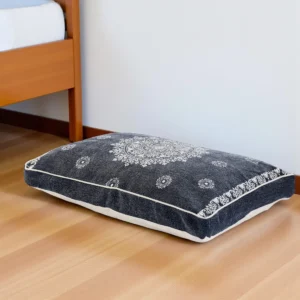 24" X 36" Stonewashed Blue Medallion Pillow Style Pet Bed With Removable Cover