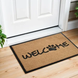 24" X 36" Natural And Black Coir Welcome Outdoor Door Mat