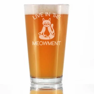 Live in Meowment Pint Glass for Beer - Cat Yoga Gifts