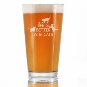 Better with Cats Pint Glass for Beer - Cat Gifts and Decor
