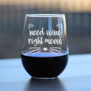 Need Wine Right Meow Stemless Wine Glass - Cat Gifts