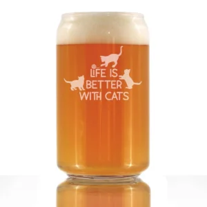 Better with Cats Beer Can Pint Glass - Cat Gifts and Decor