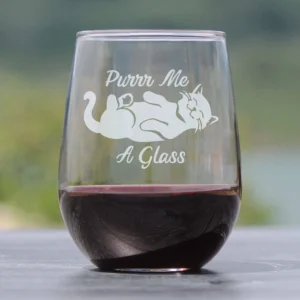 Purr Me A Glass Stemless Wine Glass - Cat Gifts and Decor