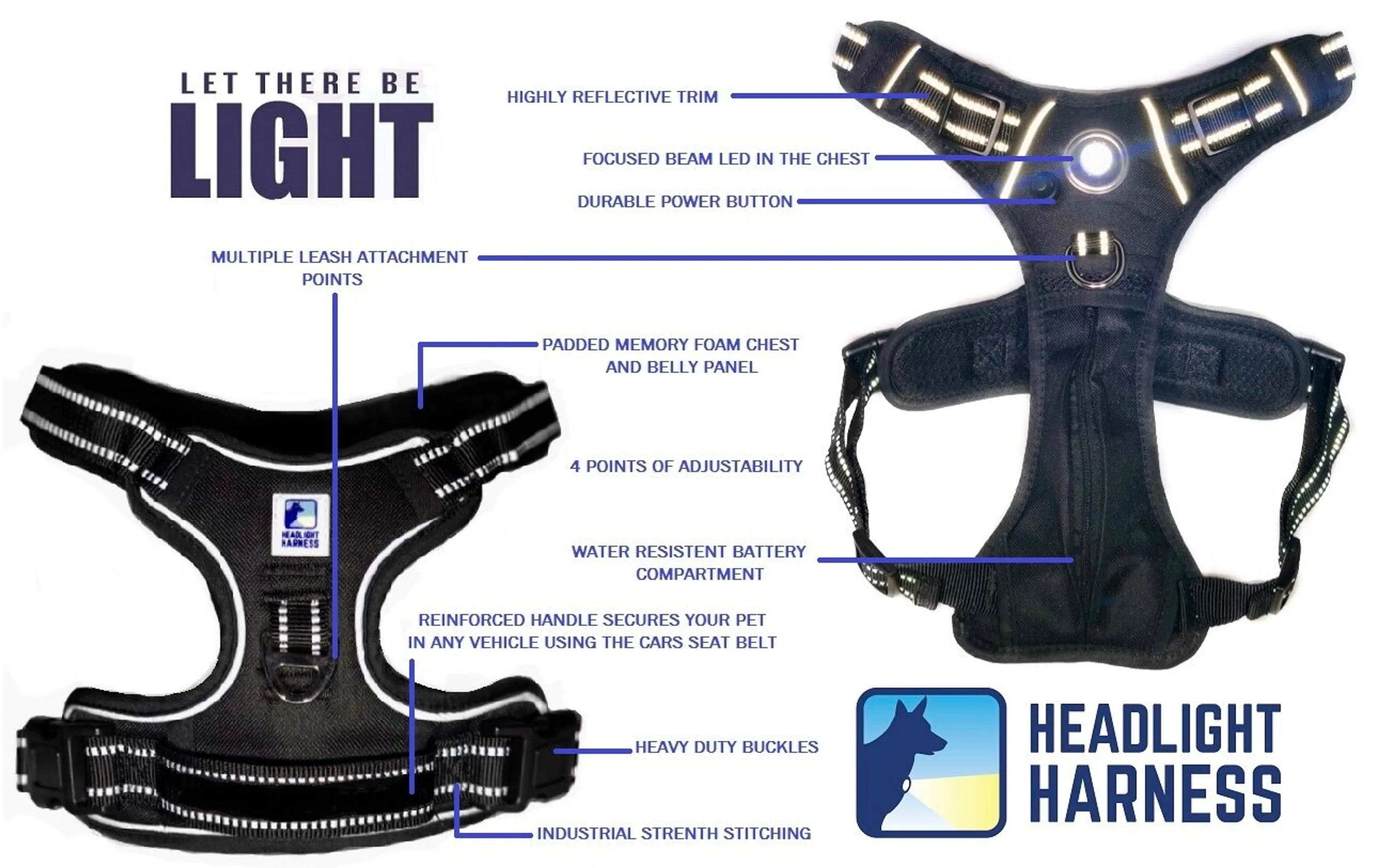 Headlight Harness, Dog Harness with Built In LED Light - Image 5