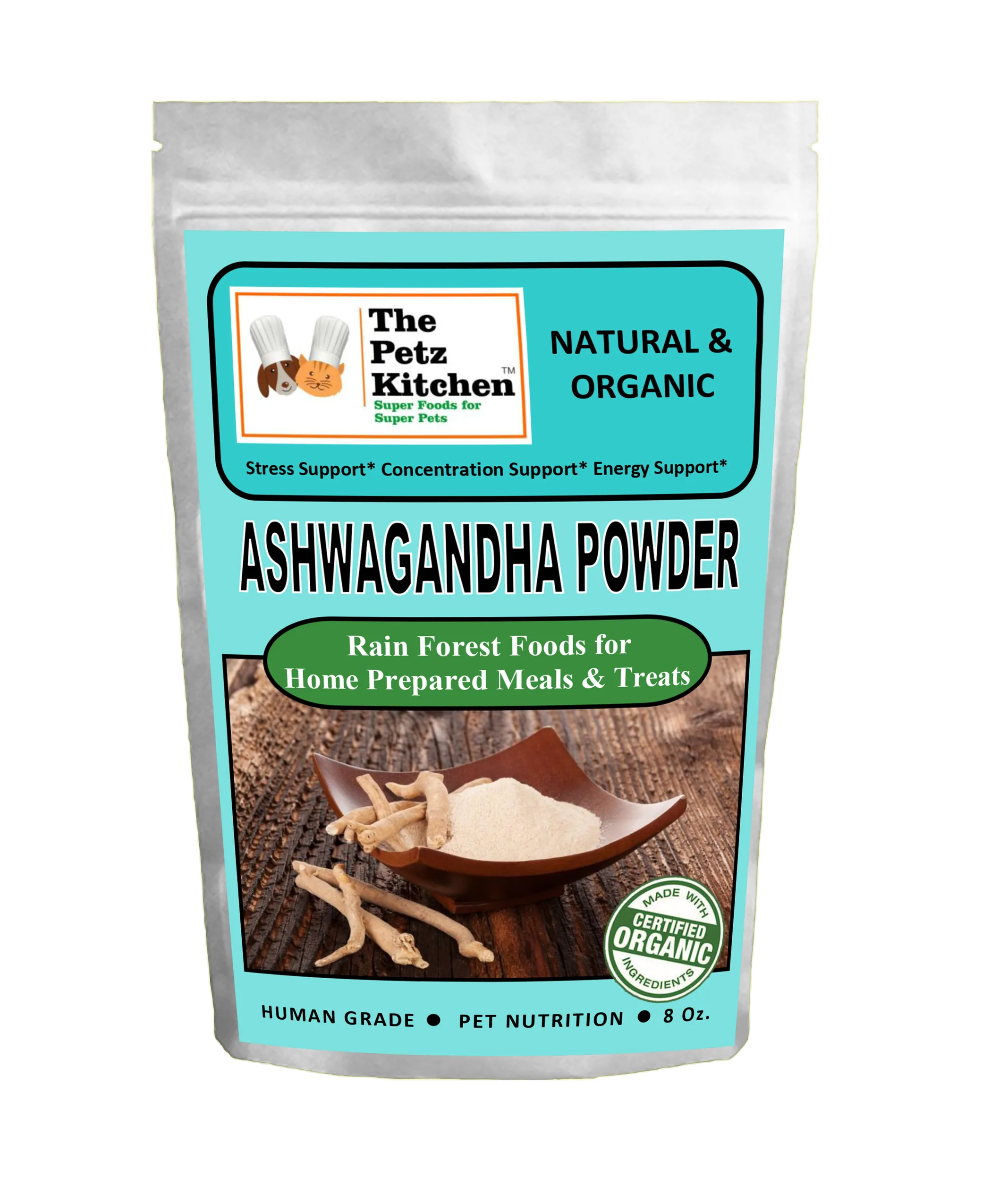 Ashwagandha Powder - Stress, Concentration & Energy Support* The Petz Kitchen Dogs Cats - Image 4