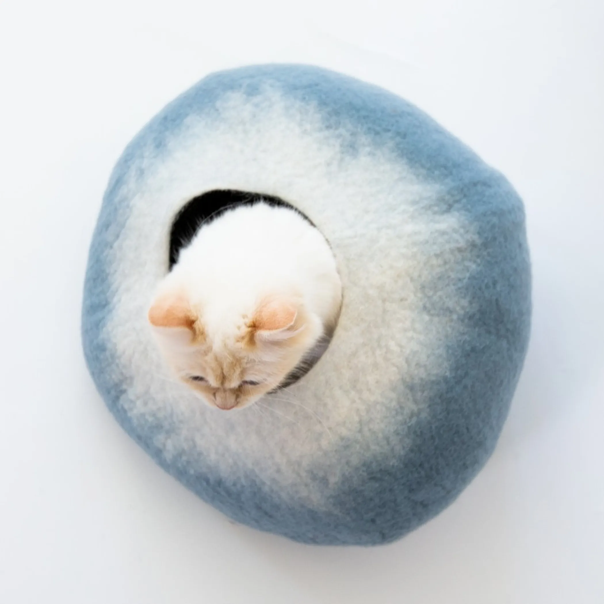 Sky Blue and White Cat Cave Bed - Image 2