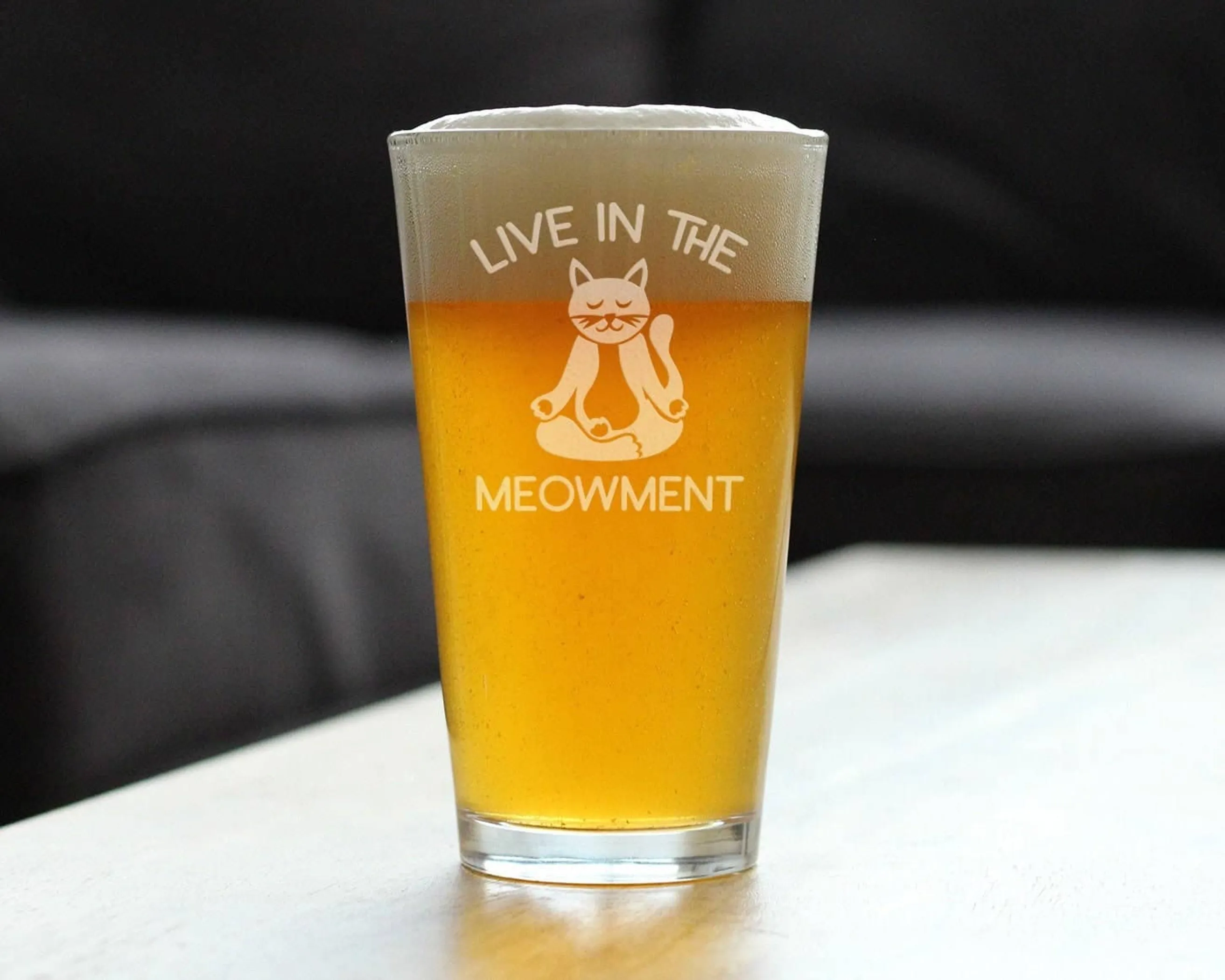 Live in Meowment Pint Glass for Beer - Cat Yoga Gifts - Image 2