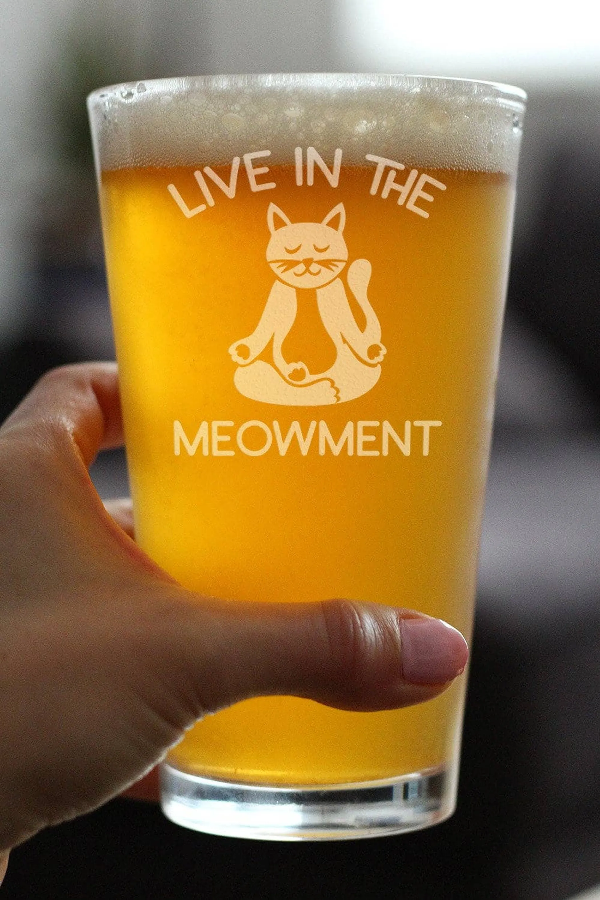 Live in Meowment Pint Glass for Beer - Cat Yoga Gifts - Image 3