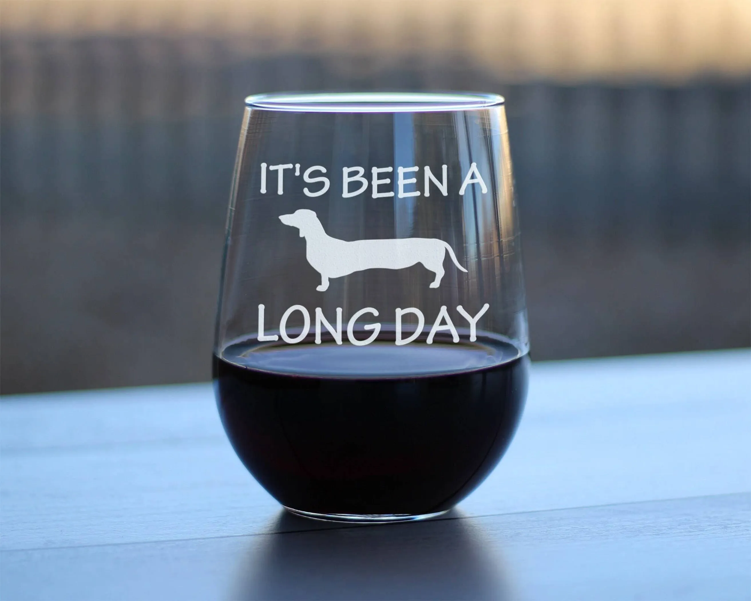 Long Day Stemless Wine Glass - Dachshund Gifts and Decor