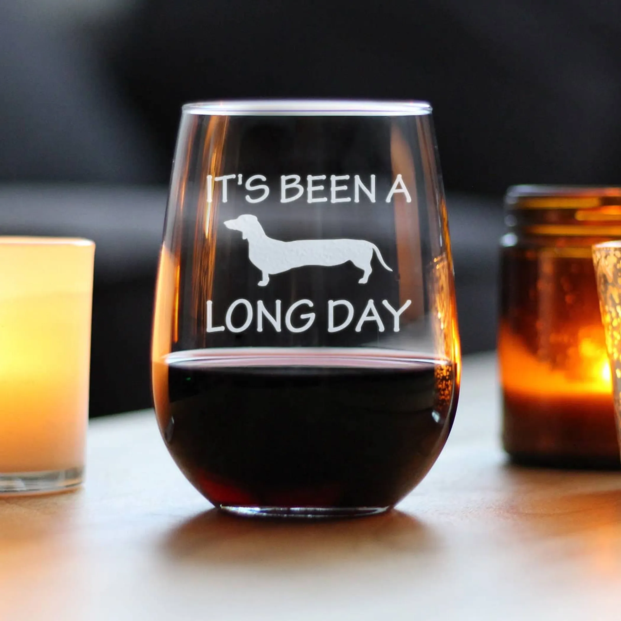 Long Day Stemless Wine Glass - Dachshund Gifts and Decor - Image 4