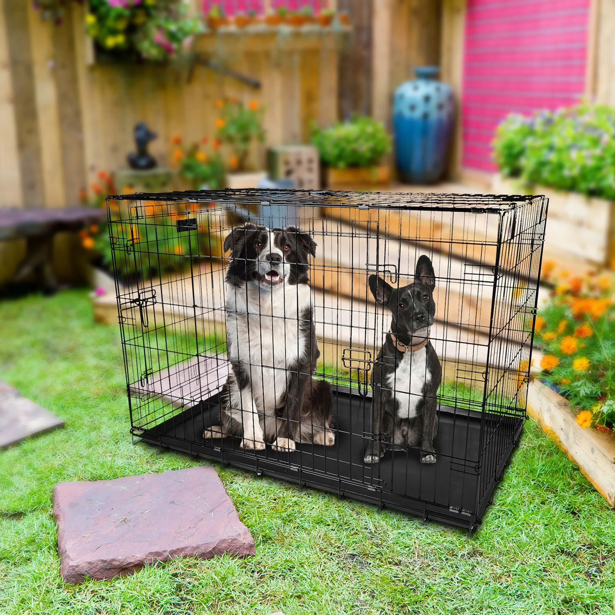 48inches Dogs Crate Folding Metal Pets - Image 4
