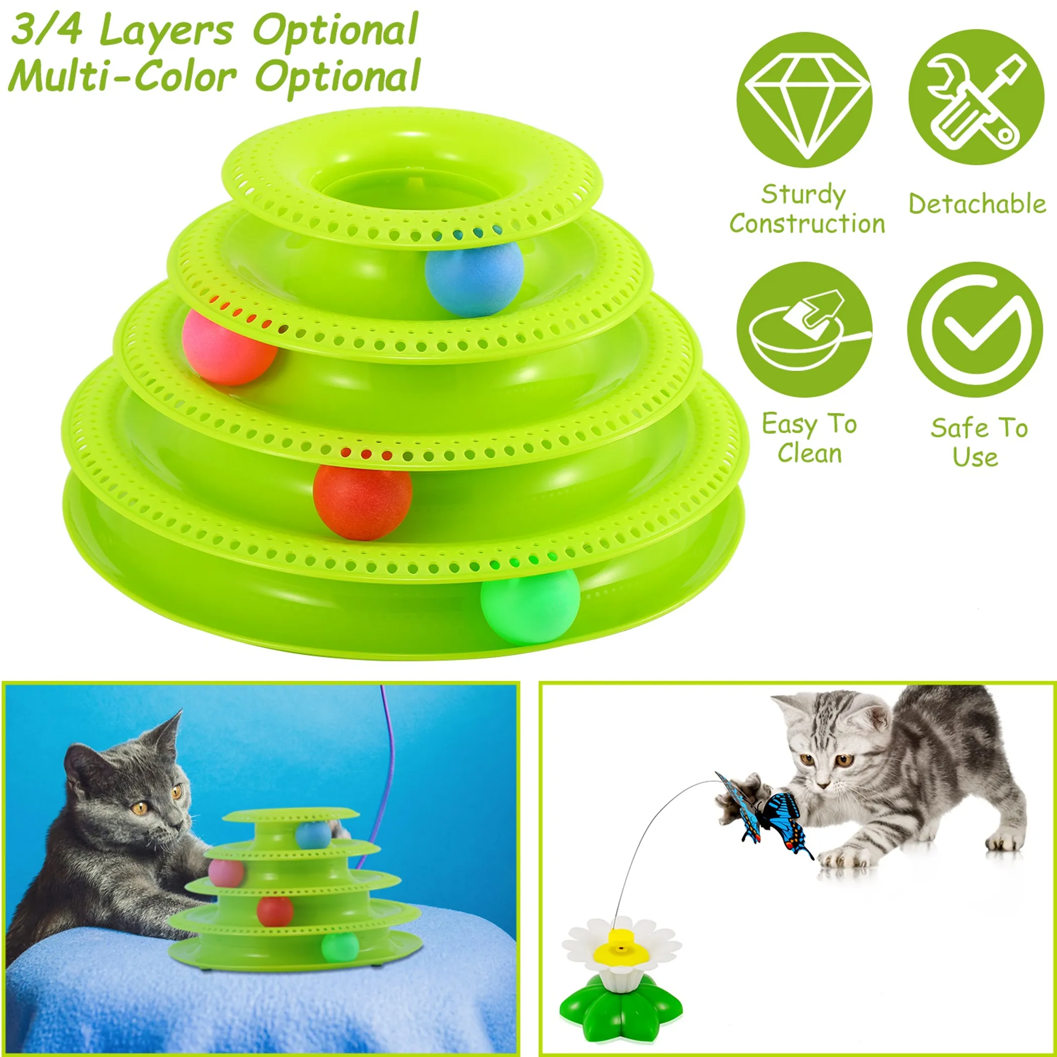 Cat Track Tower Toys 4-Layer Ball Track Interactive Cat Toys - Image 4