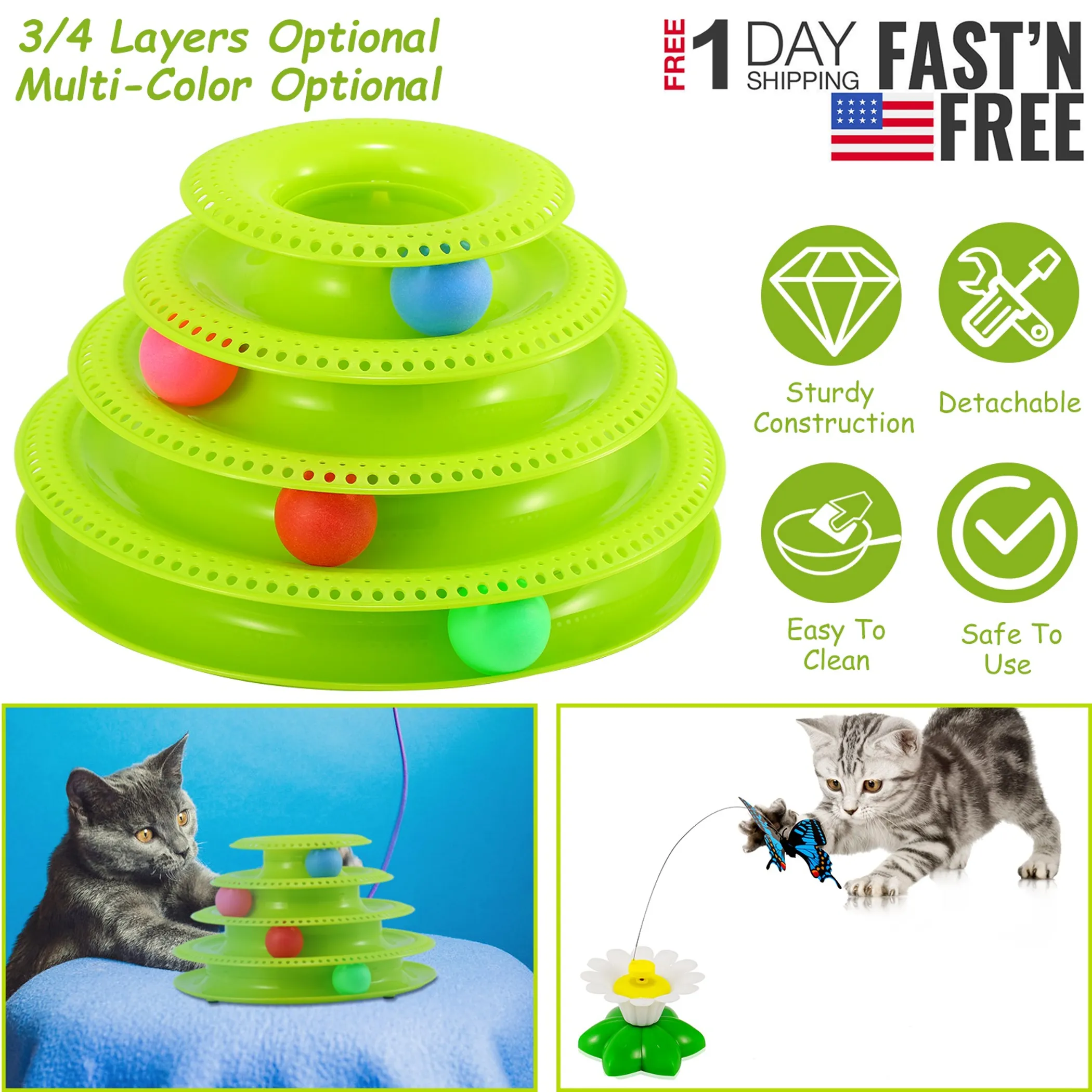 Cat Track Tower Toys 4-Layer Ball Track Interactive Cat Toys - Image 5