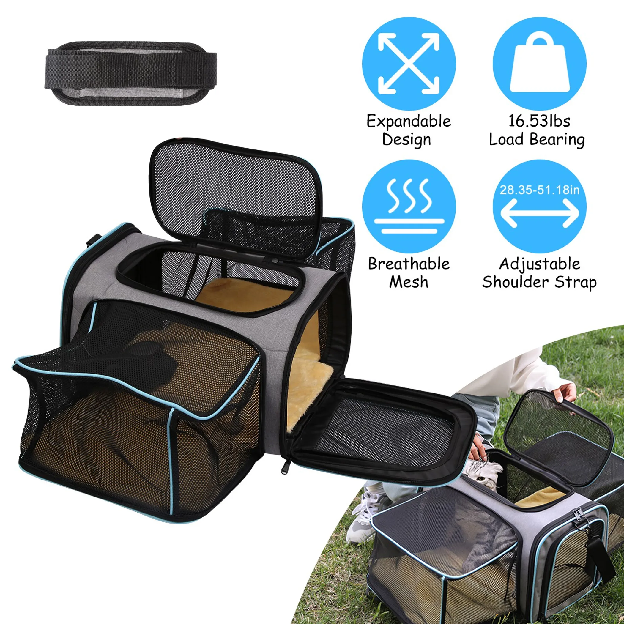 Expandable Pet Carrier Airline Approved Cat - Image 3
